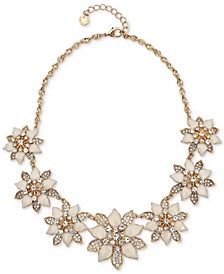 Gold-Tone Crystal & Stone Poinsettia Statement Necklace, 17" + 2" extender, Created for Macy's