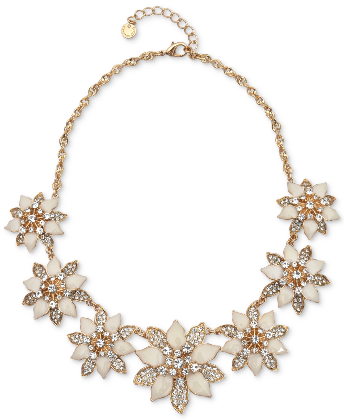 Charter Club Gold-Tone Crystal & Stone Poinsettia Statement Necklace, 17
