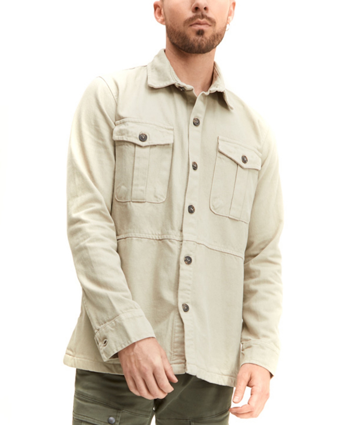 Men's Modern Relaxed Casual Button-Down Shirt - Beige