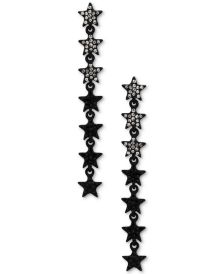 Black-Tone Pavé Star Linear Drop Earrings