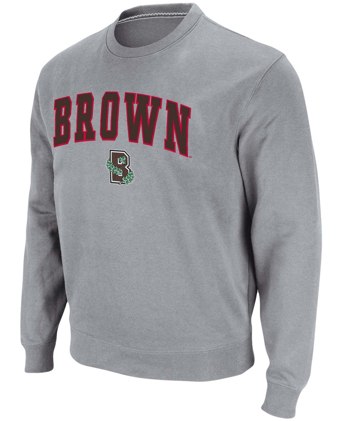 Colosseum Men's Heather Gray Brown Bears Arch Logo Tackle Twill Pullover Sweatshirt In Heather Gray