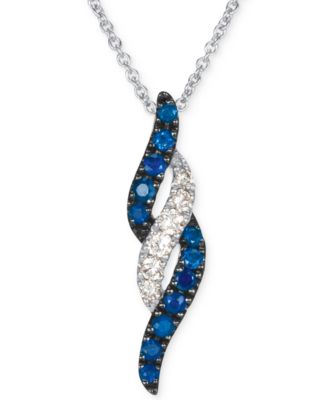 Le Vian - Blueberry Sapphire (1/4 ct. t.w.) & Nude Diamond (1/10 ct. t.w.) Twist 18" Pendant Necklace 14k White Gold