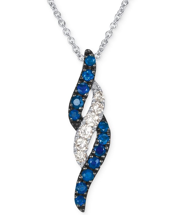 Le Vian - Blueberry Sapphire (1/4 ct. t.w.) & Nude Diamond (1/10 ct. t.w.) Twist 18" Pendant Necklace 14k White Gold