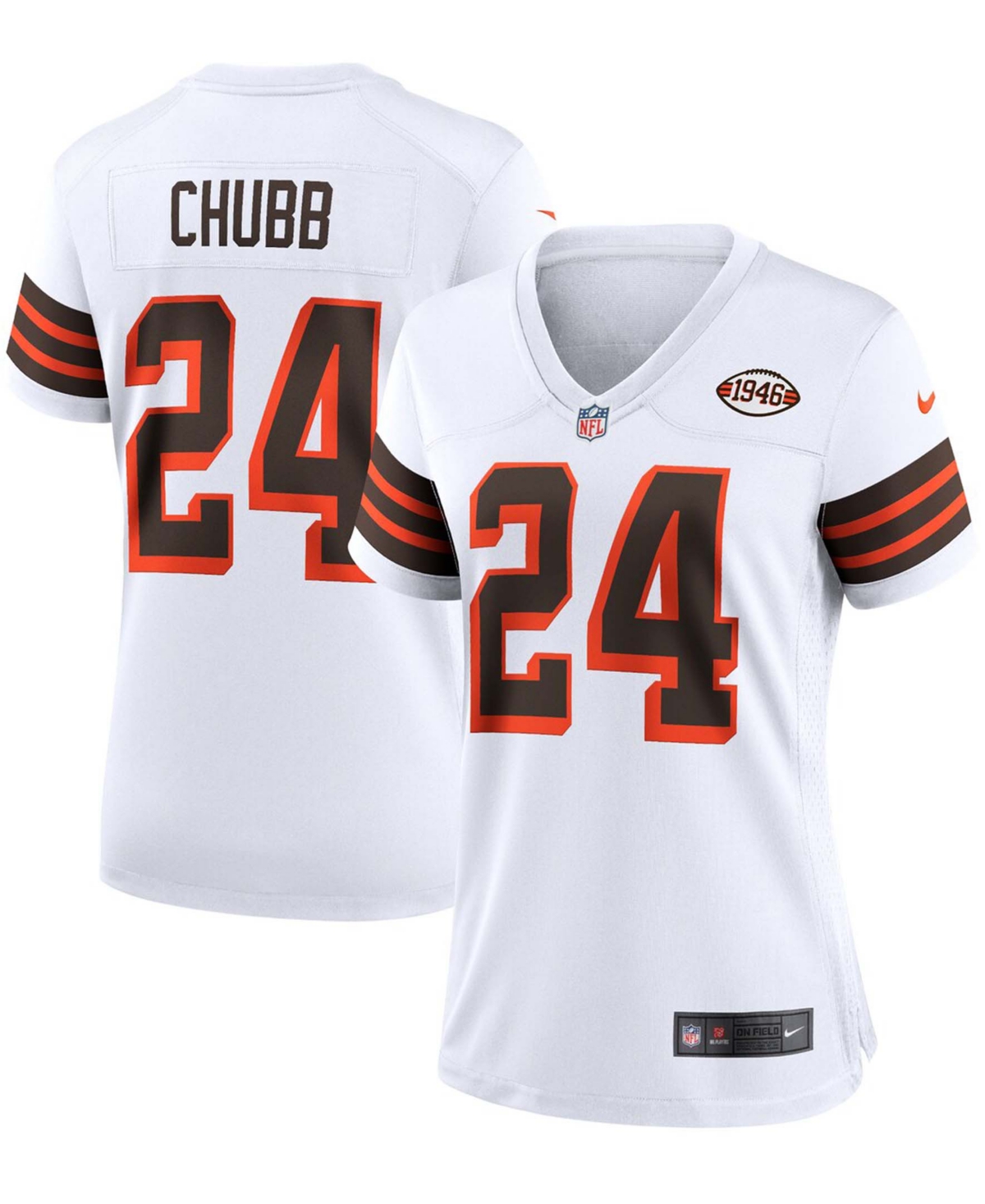 Women's Nick Chubb White Cleveland Browns 1946 Collection Alternate Game Jersey