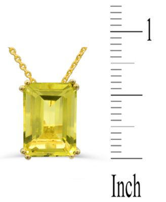 Lime Quartz Solitaire 18" Pendant Necklace in 14k Gold-Plated Sterling Silver (Also in White Quartz & Prasiolite)