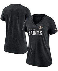 Women's Black New Orleans Saints Team Name Logo V-Neck Tri-Blend T-shirt