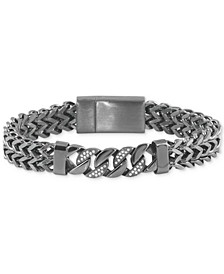 Men's Diamond Link Bracelet (1/5 ct. t.w.) in Gunmetal Ion-Plated Stainless Steel