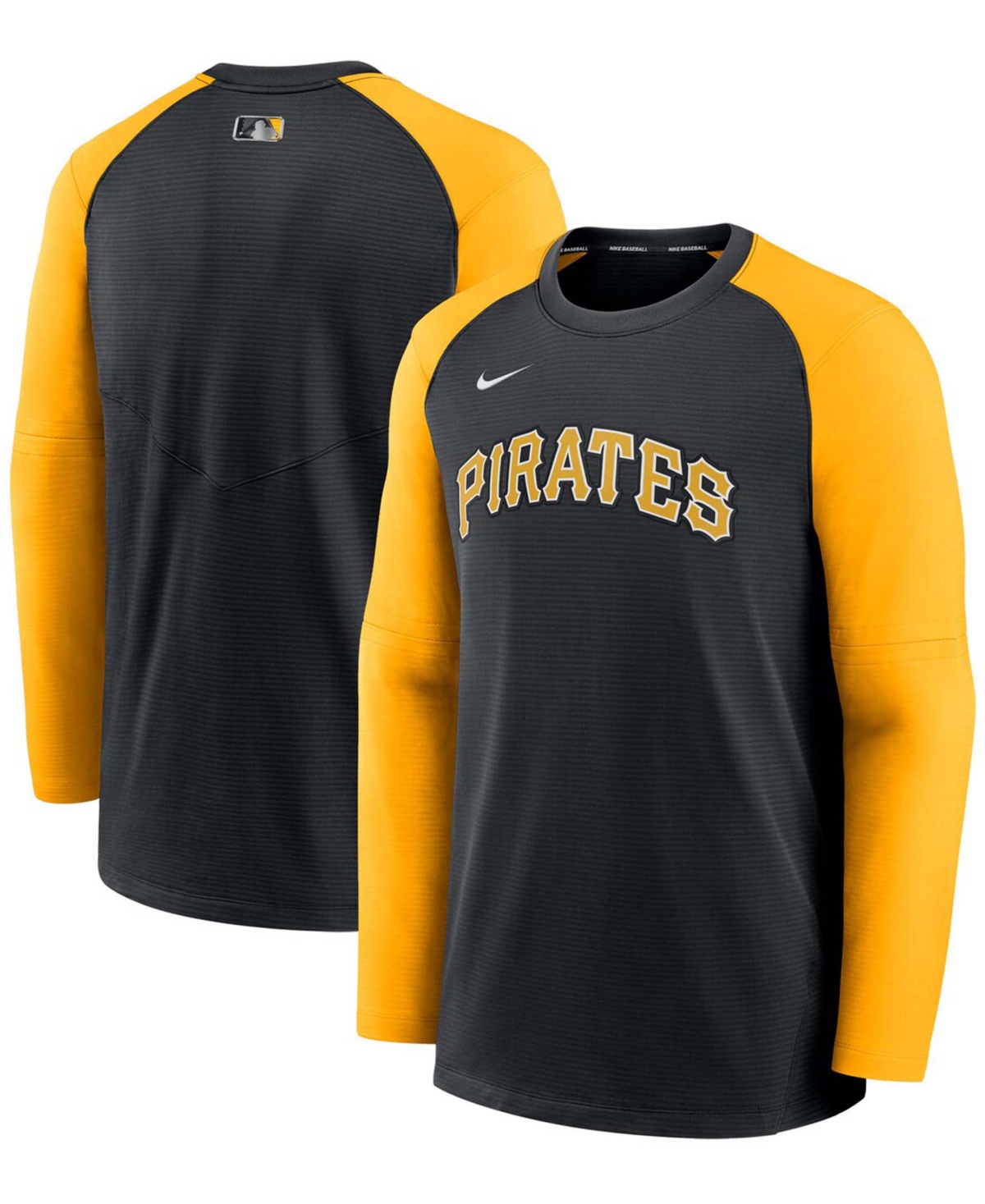 Men's Black, Gold-Tone Pittsburgh Pirates Authentic Collection Pregame Performance Raglan Pullover Sweatshirt