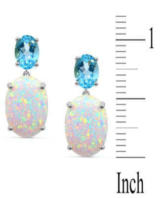 Lab-Grown Opal (4-1/4 ct. t.w.) & Sky Blue Topaz (2-3/4 ct. t.w.) Drop Earrings in Sterling Silver