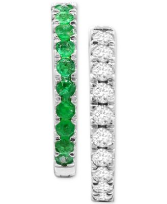 Lab-Grown Sapphire (1/2 ct. t.w.) & White Sapphire (1/4 ct. t.w.) Reversible Hoop Earrings