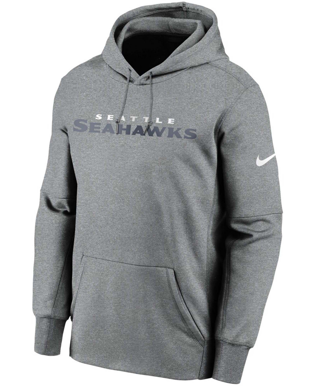 Men'sSeattle Seahawks Wordmark Therma Performance Pullover Hoodie - Heather Charcoal