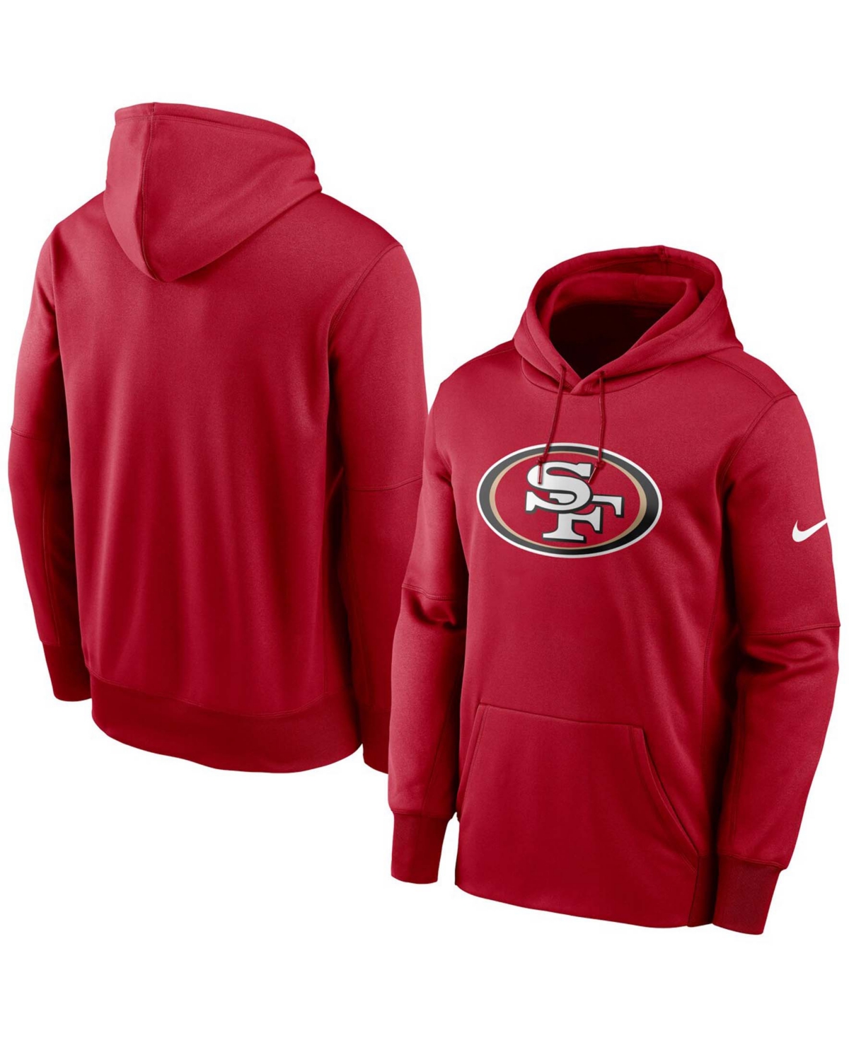 Nike Men's Scarlet San Francisco 49ers Fan Gear Primary Logo Therma Performance Pullover Hoodie In Heather Gray
