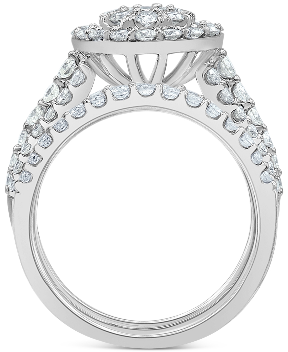 Diamond Halo Cluster Bridal Set (3 ct. t.w.) in 14k White Gold