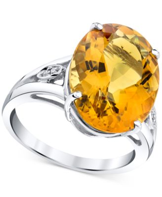 Macy's - Citrine (9 ct. t.w.) & Diamond Accent Openwork Statement Ring in Sterling Silver