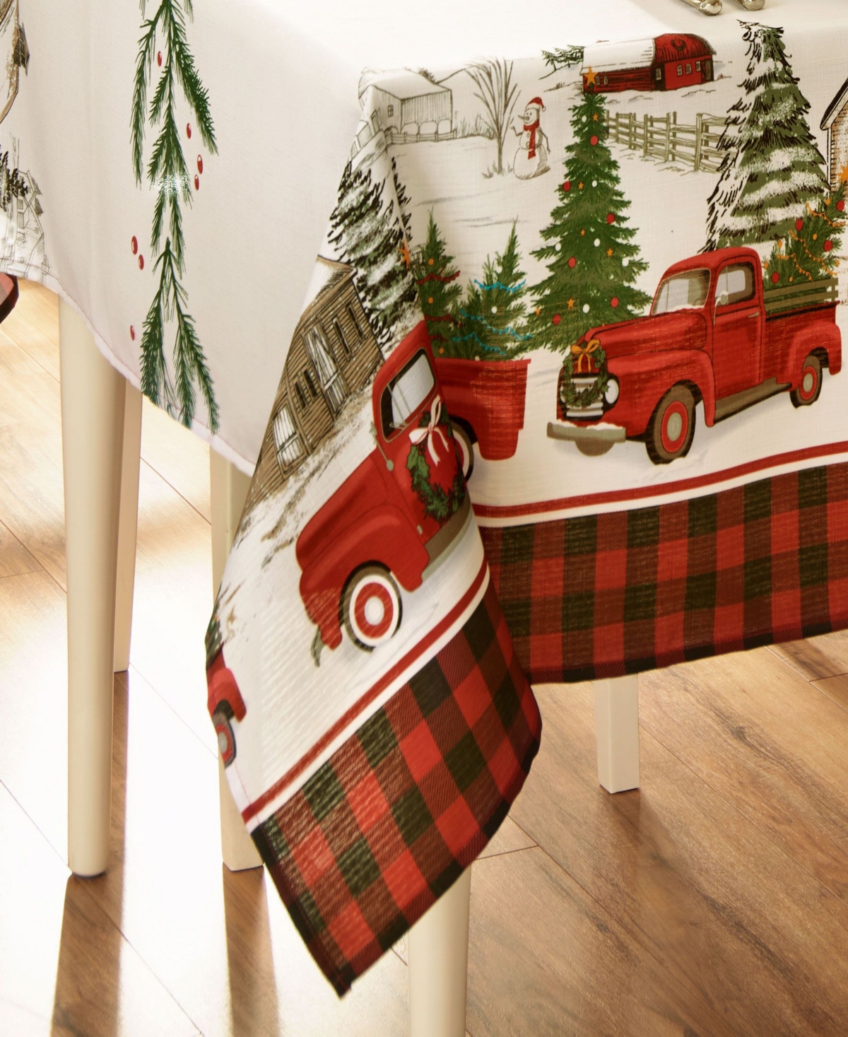 Vintage Christmas Tree Farm Holiday Tablecloth 60