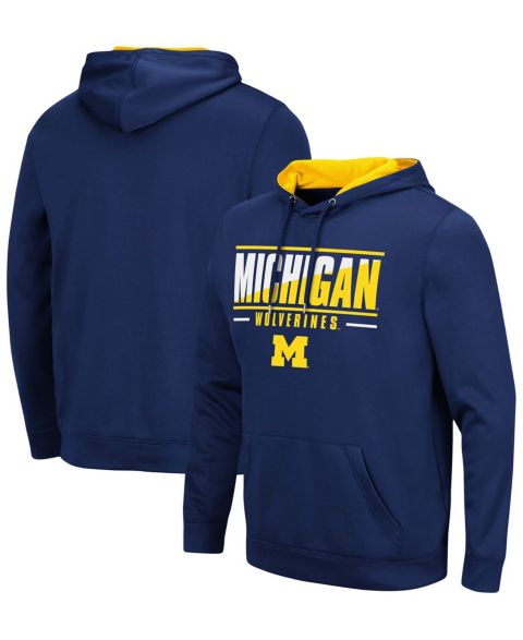 Мужское худи Colosseum Navy Michigan Wolverines Slash Stack 2.0 Pullover