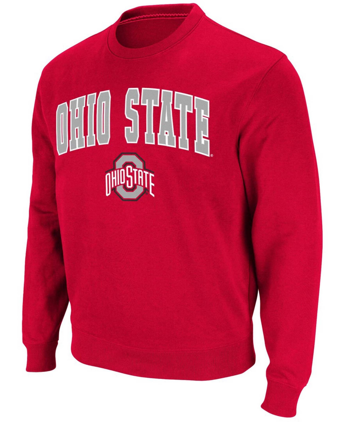 Colosseum Men's Heather Gray Ohio State Buckeyes Team Arch Logo Tackle Twill Pullover Sweatshirt In Heather Gray