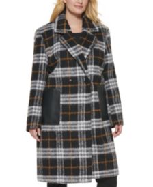 Plus Size Faux Leather Pocket Walker Coat