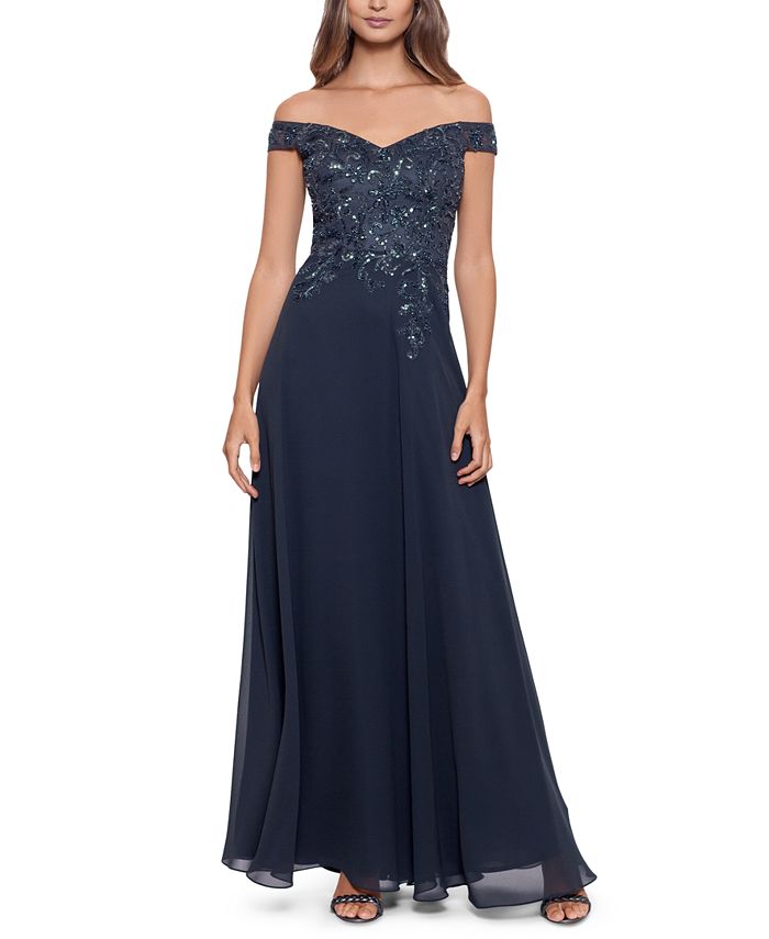 Betsy and adam off the 2025 shoulder gown
