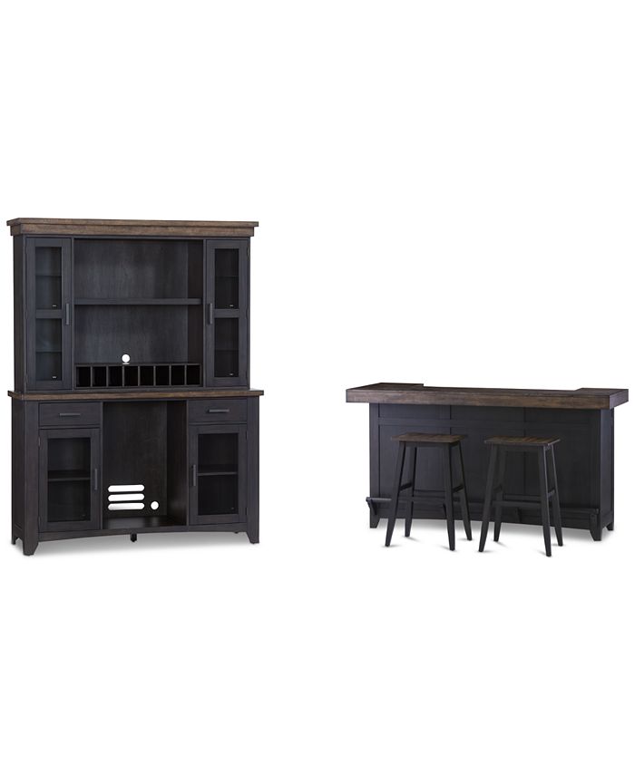 Peighton 5-Piece Bar Set (Back bar and hutch bar and two stools)
