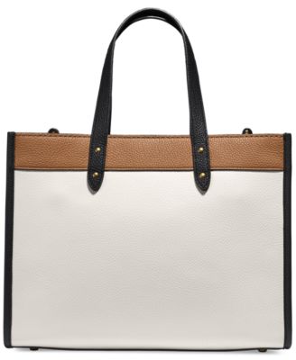 field tote 30 in colorblock with coach badge