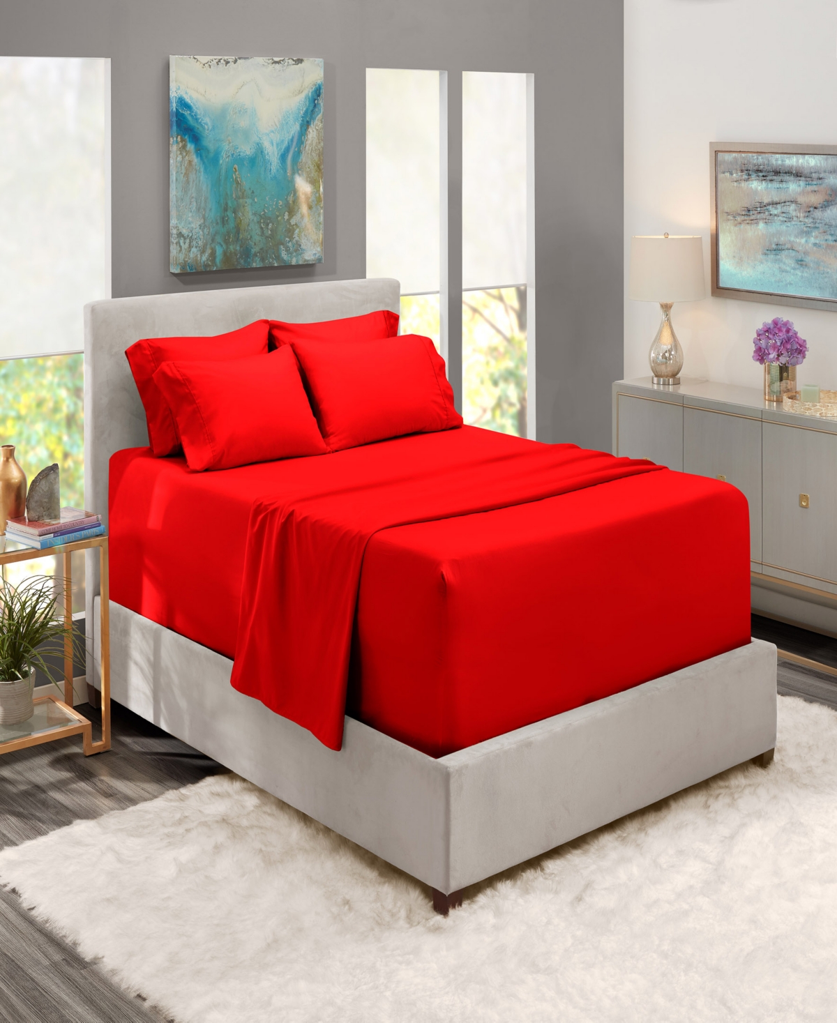 Nestl Bedding 4 Piece Extra Deep Pocket Bed Sheet Set, Twin Bedding