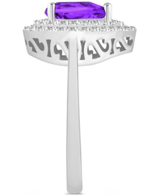 Rhodolite Garnet (1-1/10 ct. t.w.) & White Topaz (1/2 ct. t.w.) Teardrop Halo Ring in Sterling Silver (Also in Citrine, Blue Topaz, Amethyst, & Peridot)