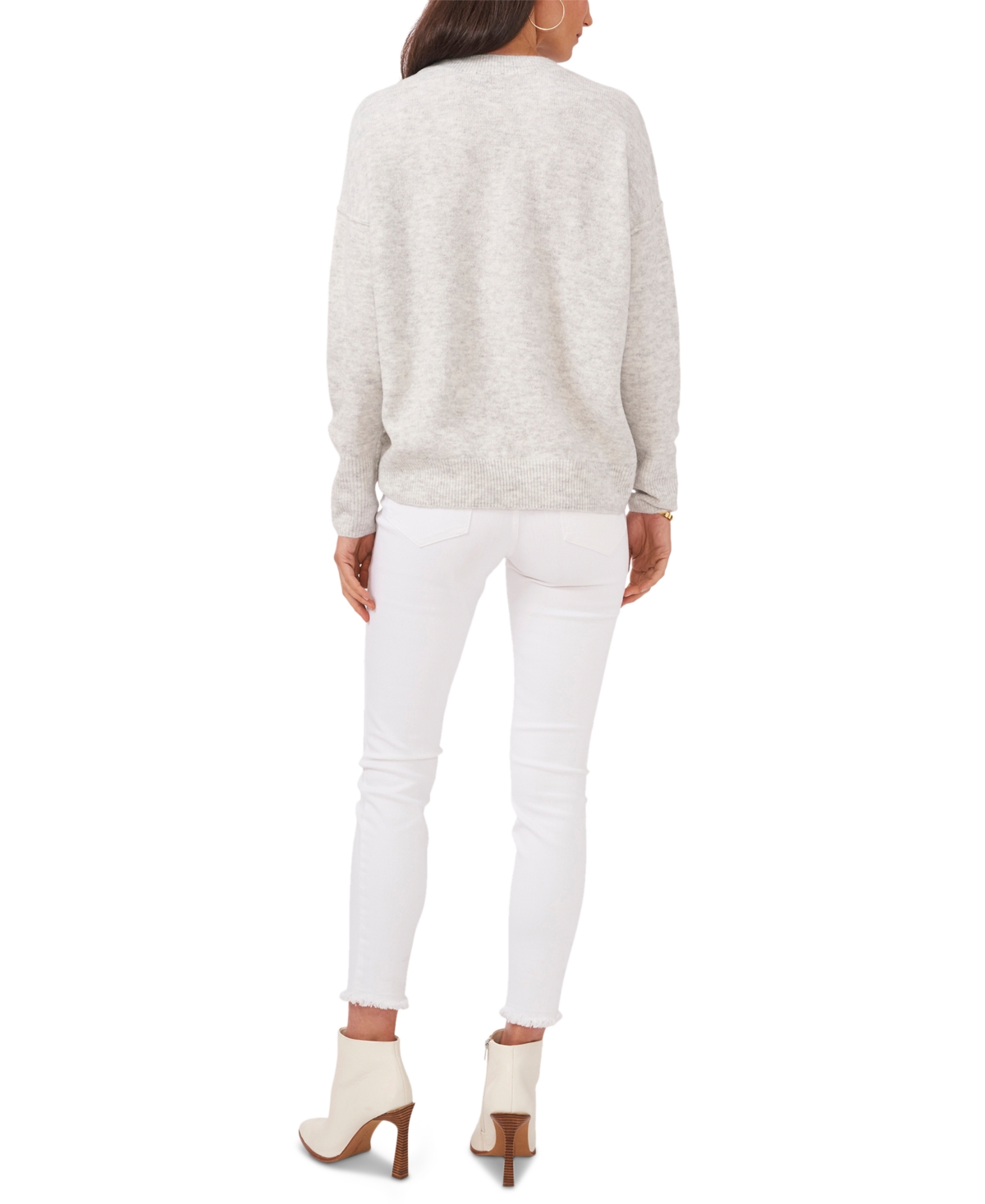 Vince Camuto Cozy Long Sleeve Extend Shoulder Sweater In Silver
