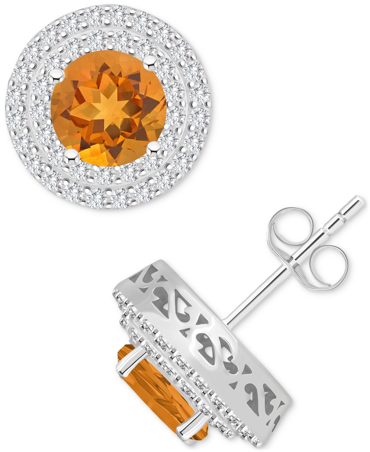 Rhodolite Garnet (3-1/3 ct. t.w.) & White Topaz (3/4 ct. t.w.) Stud Earrings in Sterling Silver (Also  Peridot, Blue Topaz, & Amethyst) - C