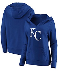 Plus Size Royal Kansas City Royals Official Logo Crossover V-Neck Pullover Hoodie