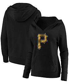 Plus Size Black Pittsburgh Pirates Core Team Crossover V-Neck Pullover Hoodie