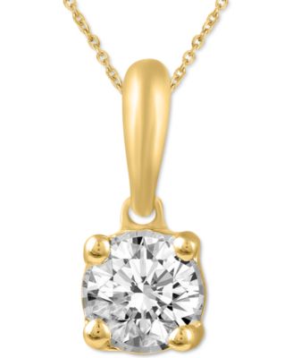 Diamond Solitaire 18" Pendant Necklace (1/5 ct. t.w.) in 14k White, Yellow or Rose Gold