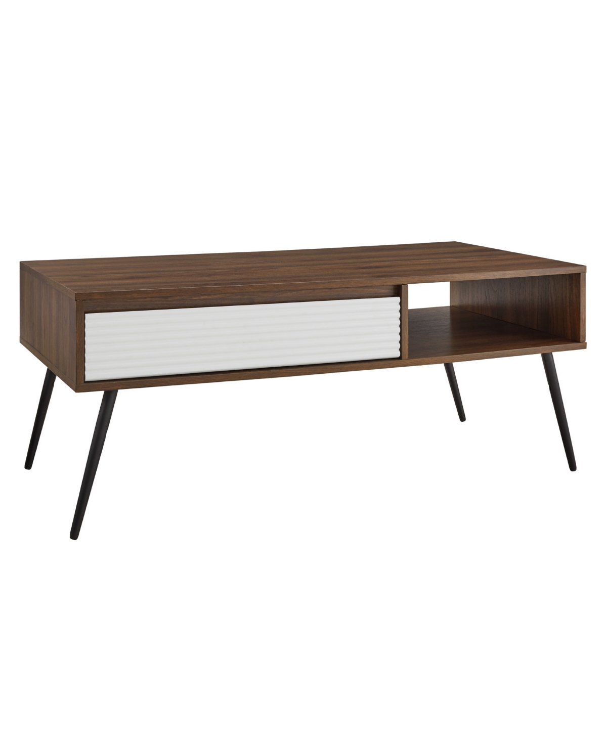Walker Edison Contemporary Fluted Drawer Coffee Table In Solid White