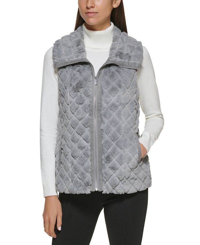 Calvin Klein Quilted Faux Fur Vest & Reviews - Coats & Jackets - Women -  Macy's