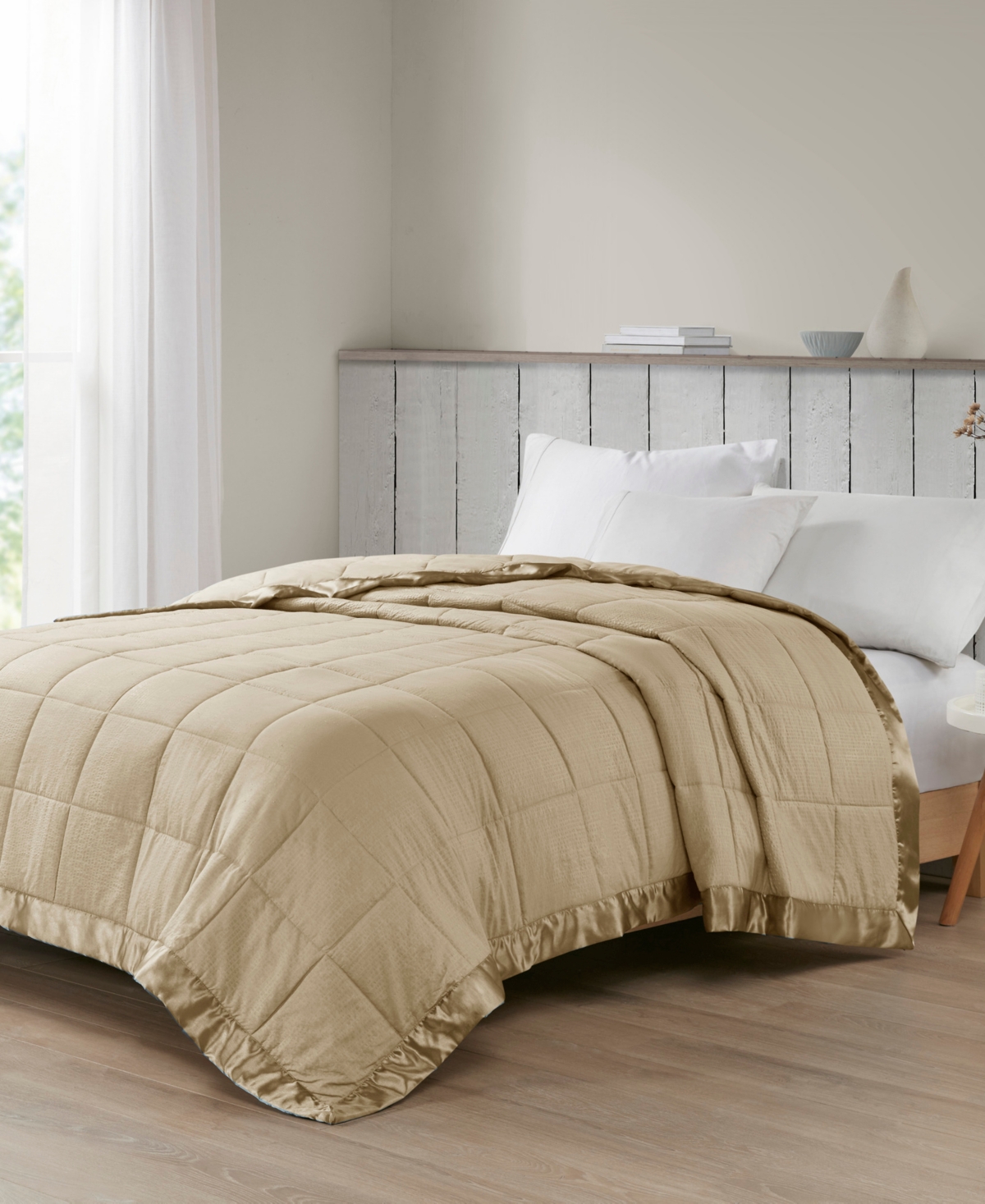 Madison Park Cambria Oversized Down Alternative Blanket with Satin Trim,