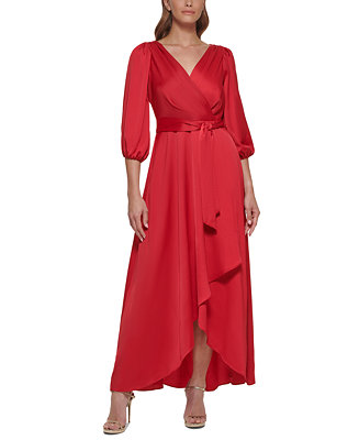 DKNY Balloon-Sleeve Satin Gown & Reviews - Dresses - Women - Macy's