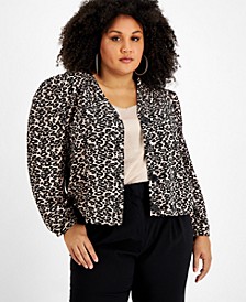 Plus Size Animal-Print Shacket, Created for Macy's