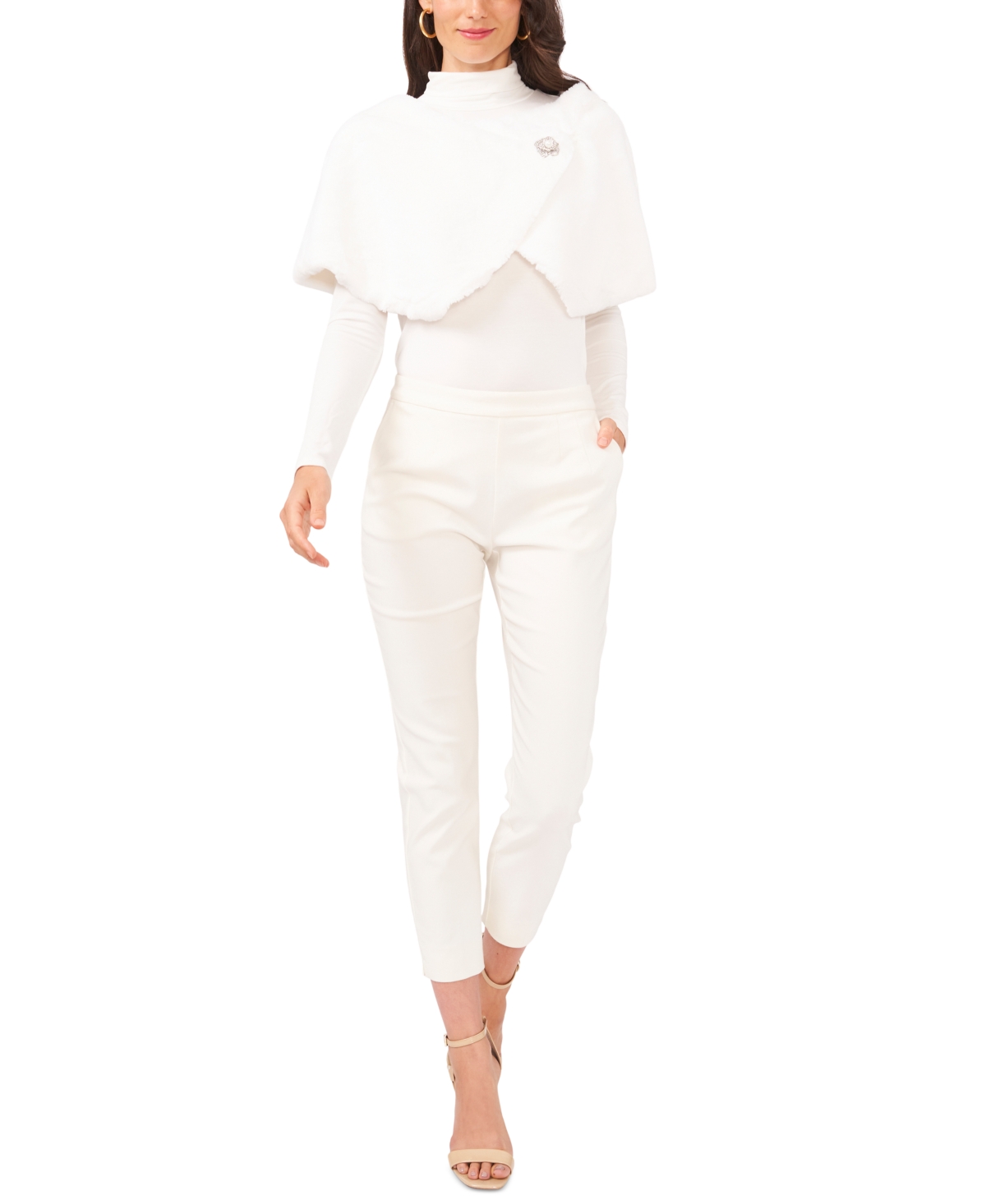 Msk Faux-fur Shrug In Ivory