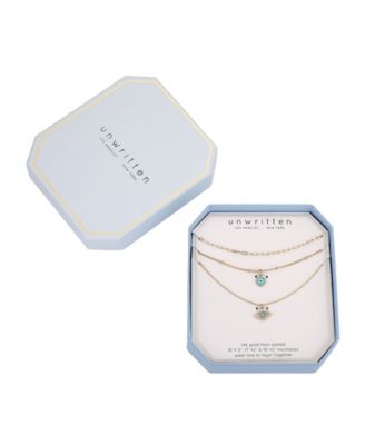 Silver Plated 3-Pieces Turquoise Crystal Evil Eye Layered Pendant Necklace Set