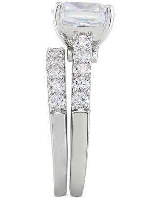 Sterling Silver Ring Set, Cubic Zirconia Bridal Ring and Band Set (8 ct. t.w.) 