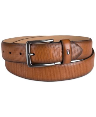 Tommy Hilfiger - Men's TH Flex Stretch Perforated Faux-Leather Monogram Logo Dress Belt
