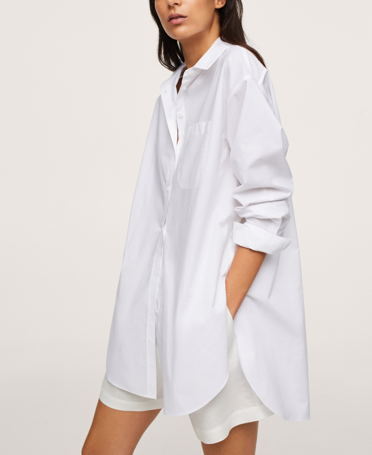 Mango Women's Chest-Pocket Cotton Shirt