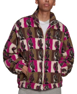 adidas - Men's Originals Trefoil Area 33 Regular-Fit Cactus-Print Polar Fleece Jacket