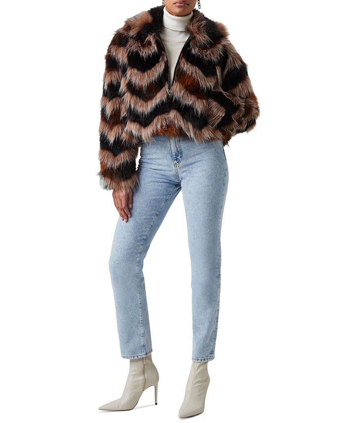 Faux fur striped jacket on sale