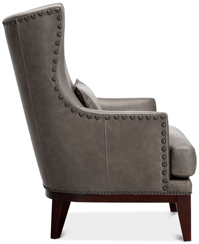 Furniture Genevie 30" Leather Chair and Ottoman, Created for Macy's