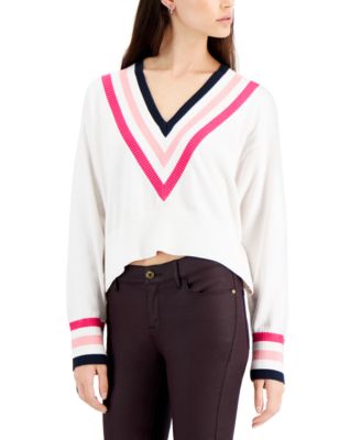 Tommy Hilfiger - Striped-Trim Cropped Sweater
