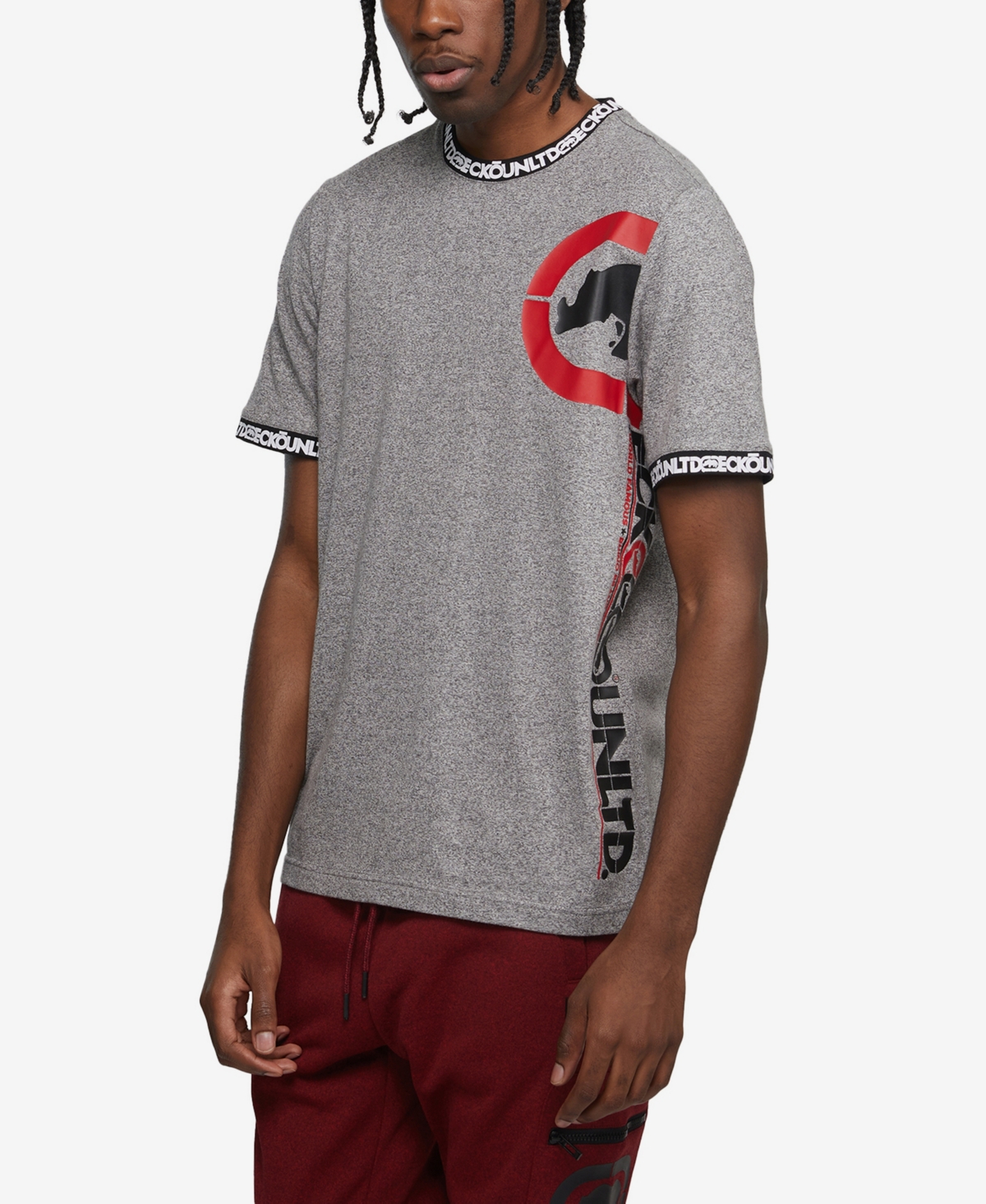 Shop Ecko Unltd Men's Short Sleeves Slip Slide T-shirt In Charcoal