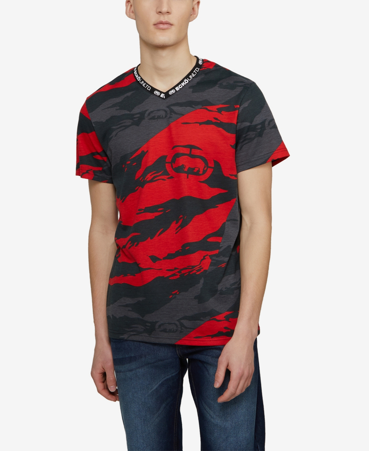 Ecko Unltd Men's Short Sleeve Rising Star V-Neck T-shirt