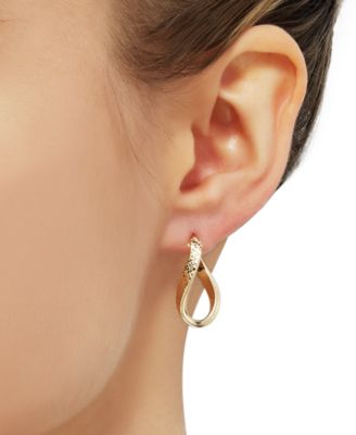 Textured Curved Oval Hoop Earrings in 10k Gold