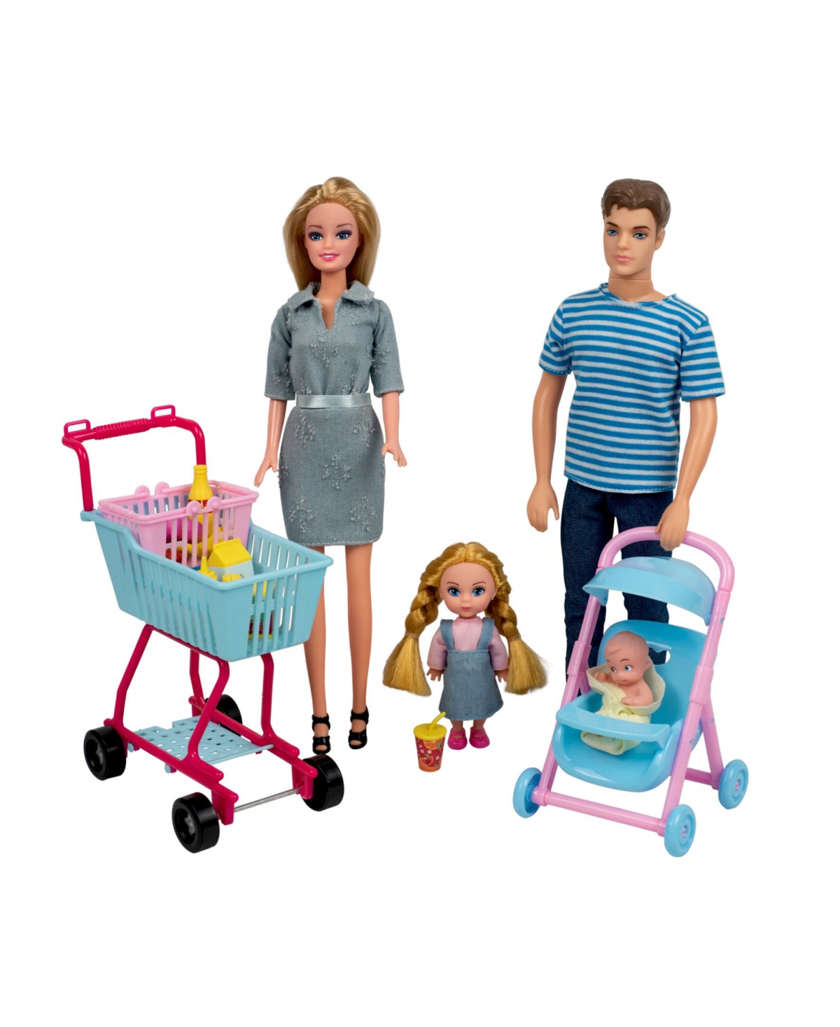 Playtime Toys Kids' Family Doll 5-piece Set With Accessories In Multi